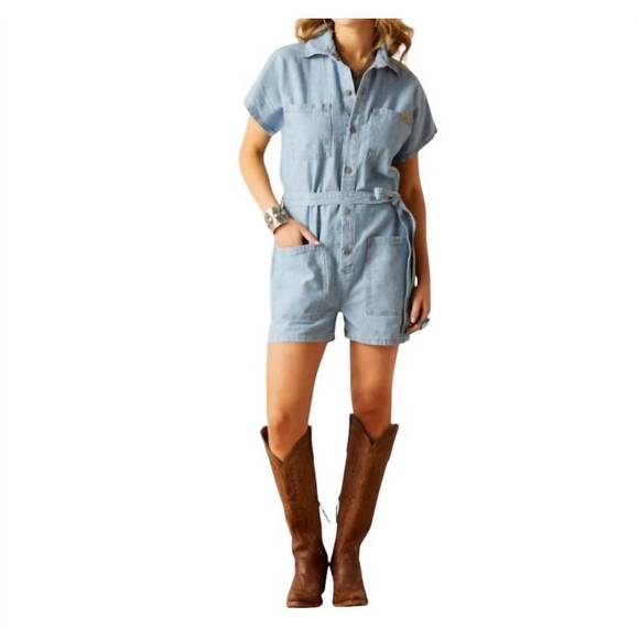 NEW ARIAT herringbone denim romper in virginia - Picture 3 of 4
